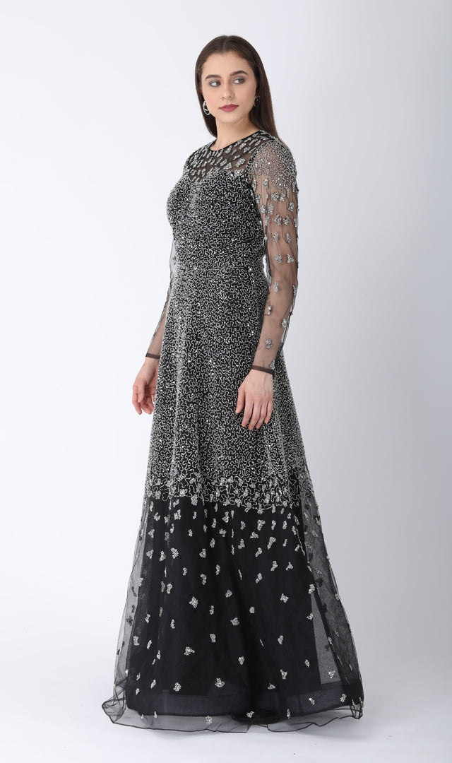 Beaded Dress Aline Black