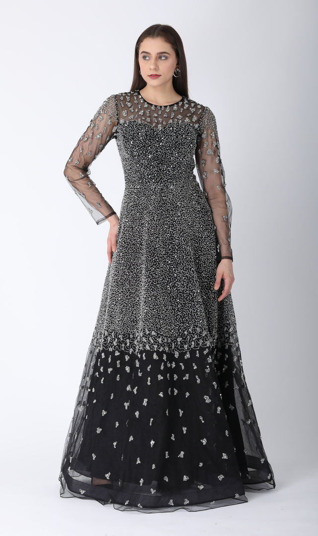 Beaded Dress Aline Black