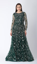 Load image into Gallery viewer, Beaded Aline Dress Dark Green
