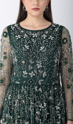 Load image into Gallery viewer, Beaded Aline Dress Dark Green
