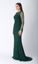 Load image into Gallery viewer, Beaded dress in dark green
