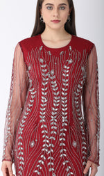 Load image into Gallery viewer, Beaded Dress Dark Red
