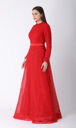 Load image into Gallery viewer, Beaded ALine Dress Red
